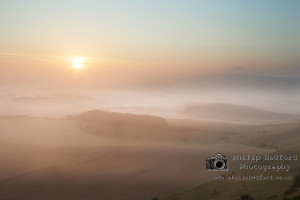 Misty Morning over Berwick and Alciston