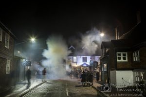Bangers Being Set Off Outside The Swan Pub Southover Lewes Bonfire Night